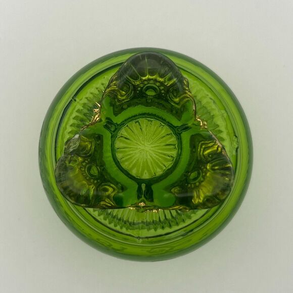 1905 St. Louis Worlds Fair Colorado Glass Emerald Toothpick Holder Lacy Medalion - Picture 7 of 10